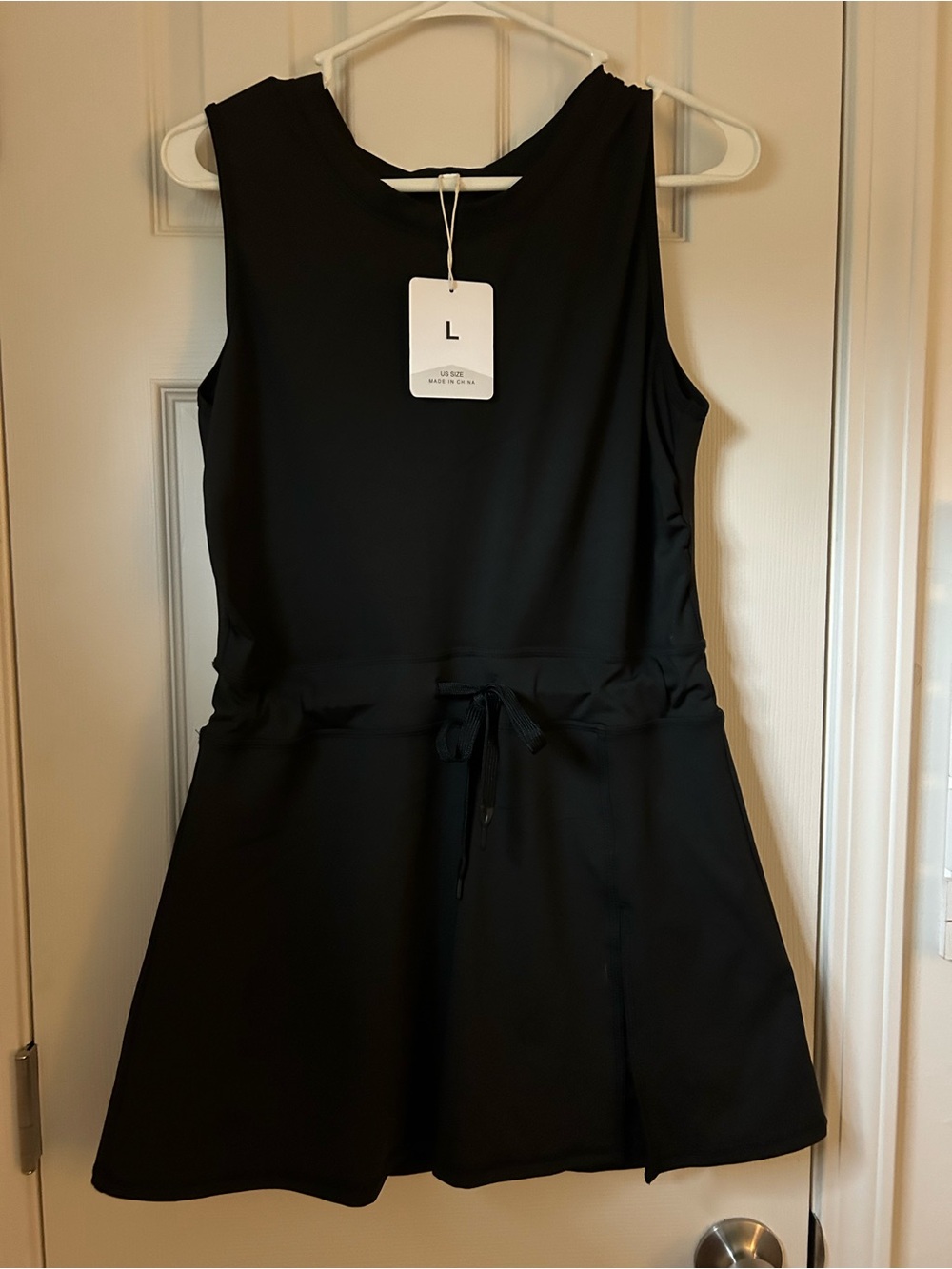 Classic Sleeveless Black Drawstring Waist Dress/Skort